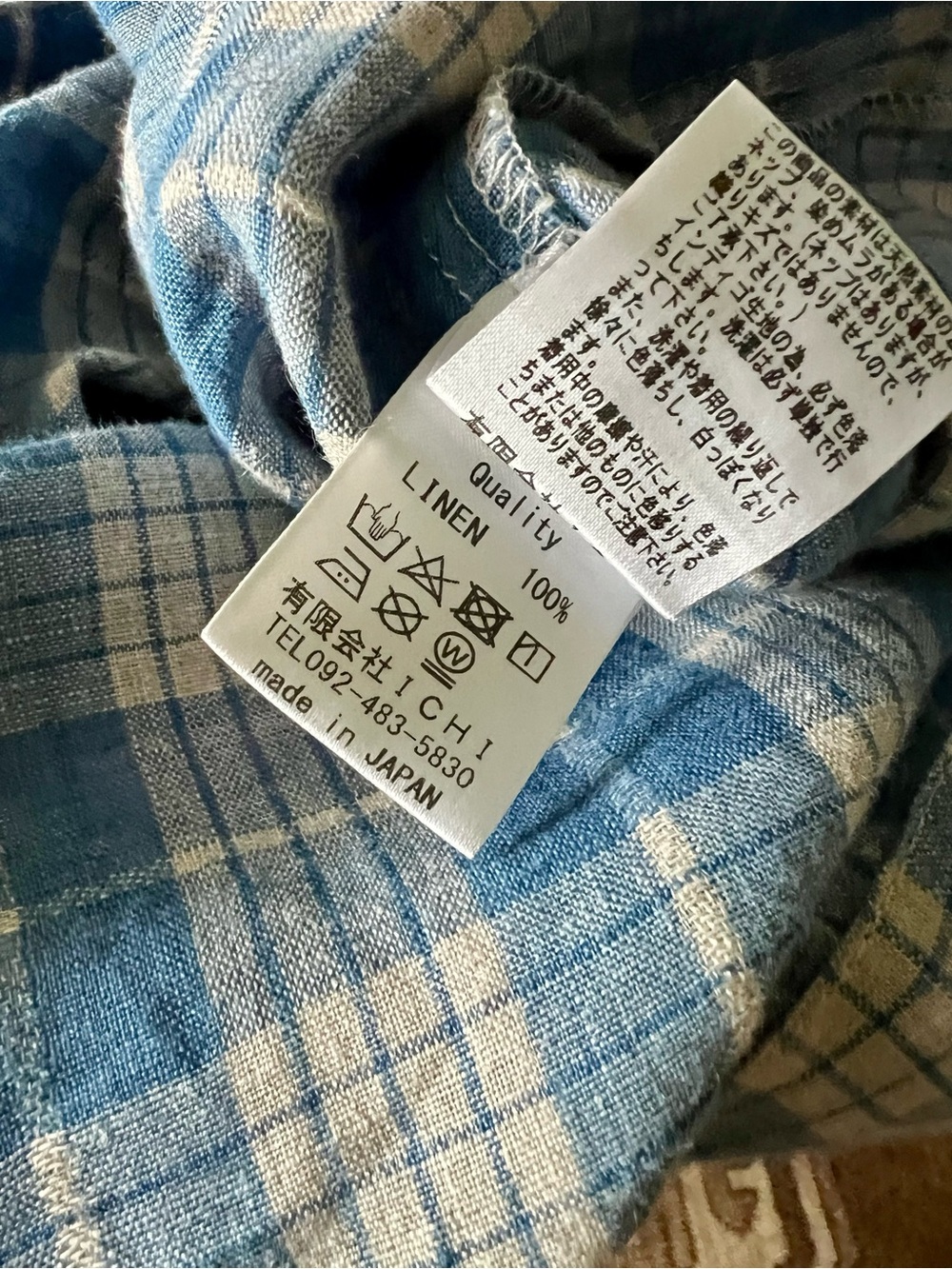 Ichi Antiquites Blue Plaid Linen Tunic - Picture 3 of 3